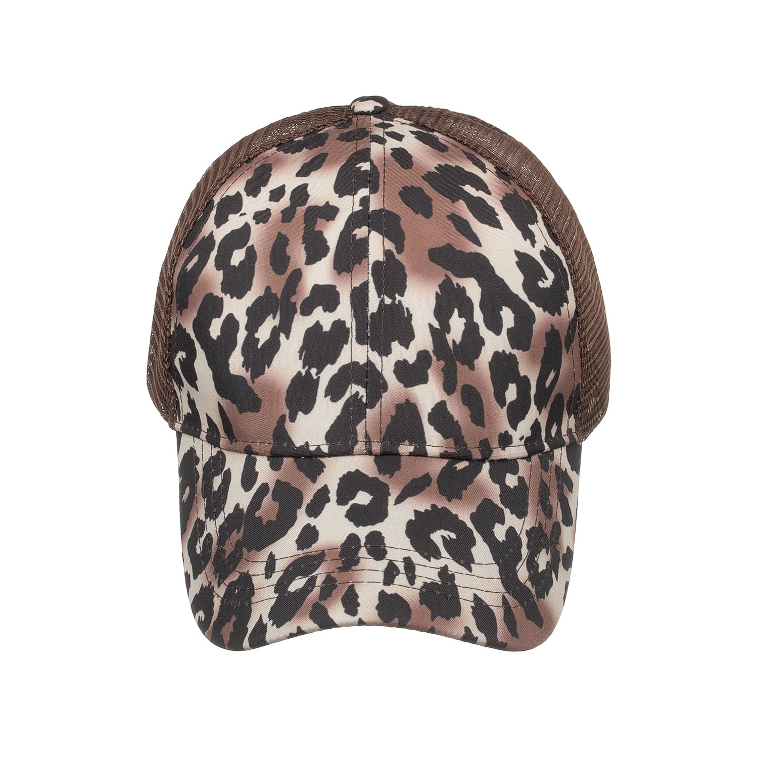 Wholesale Leopard Print Ponytail Mesh Baseball Cap